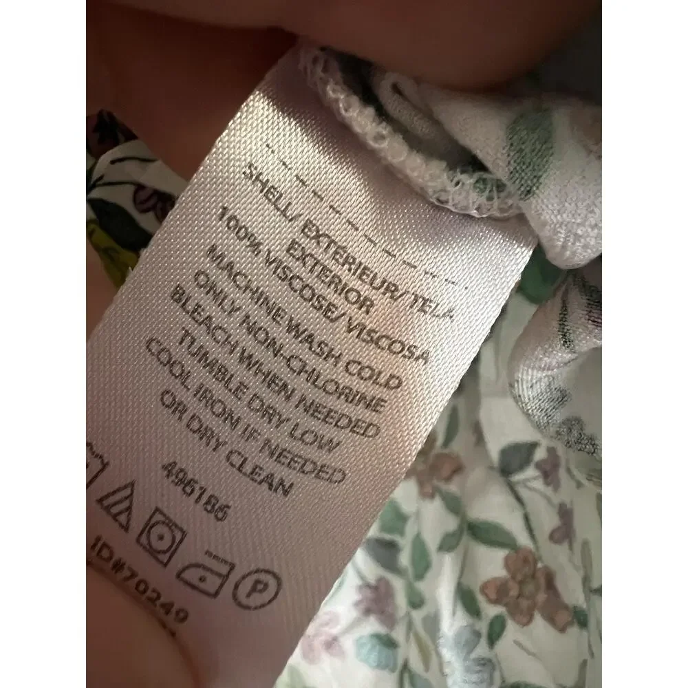LOFT Blouse Womens Small White Floral Print Long Sleeve Puff Sleeve Boho Top